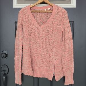 Anthropologie Moth Chunky rib Knit Oversized V-Neck Sweater Size Small